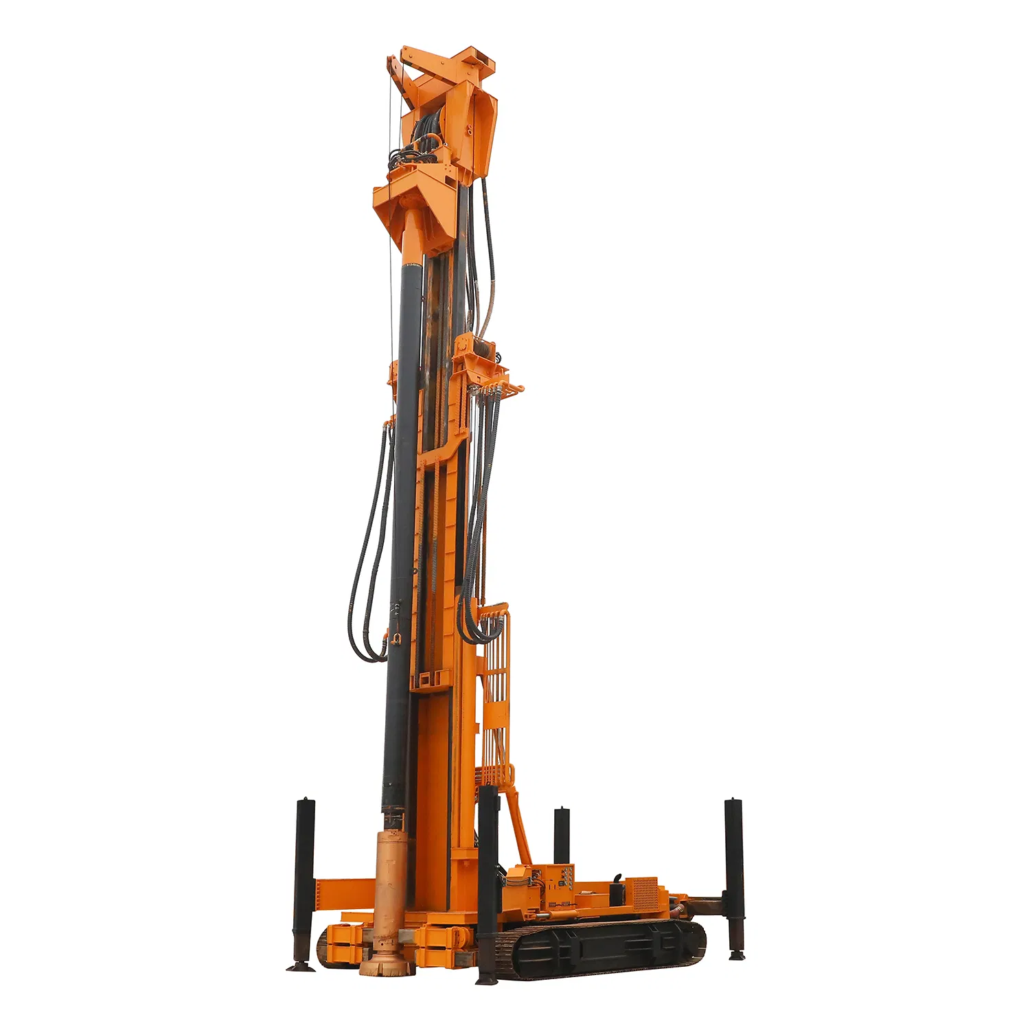 Down-the-hole drilling rig for airport runway foundation construction